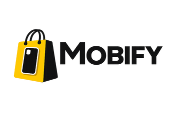 Mobify logo with a yellow shopping bag icon on a white background