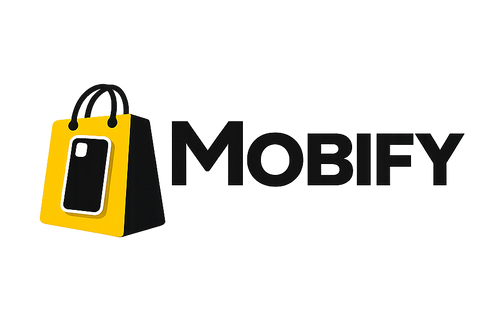 Mobify logo with a yellow shopping bag icon on a white background